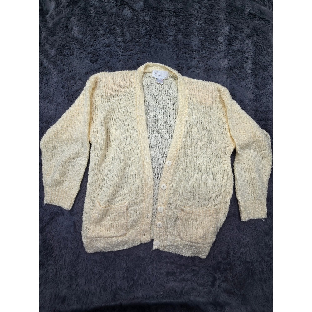 Western Connection Vintage Cream Knit Button Front Cardigan Sweater Womens Large